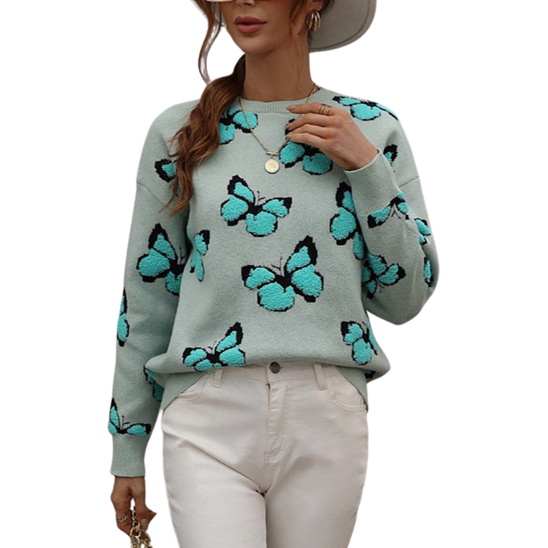 Miss Sparkling Teal Butterfly Sweater