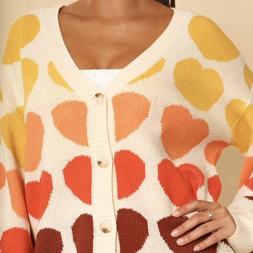 Miss Sparkling Multicolored Heart Cardigan