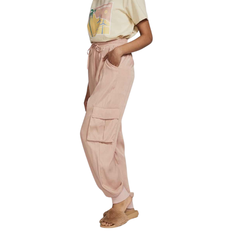 Miss Sparkling Textured Satin Cargo Pants Dusty Pink