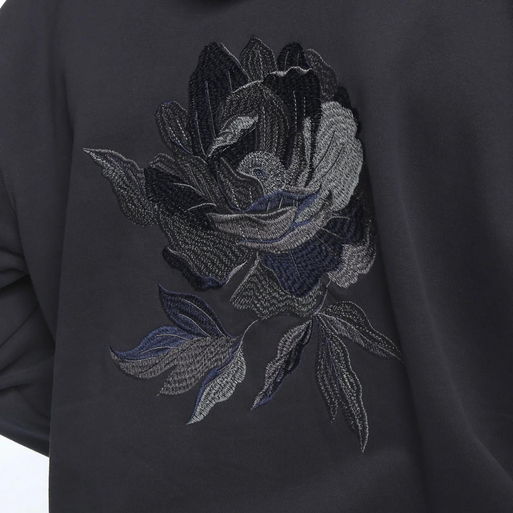 Parke & Ronen Marine Blue Bouquet Embroidered Hoodie