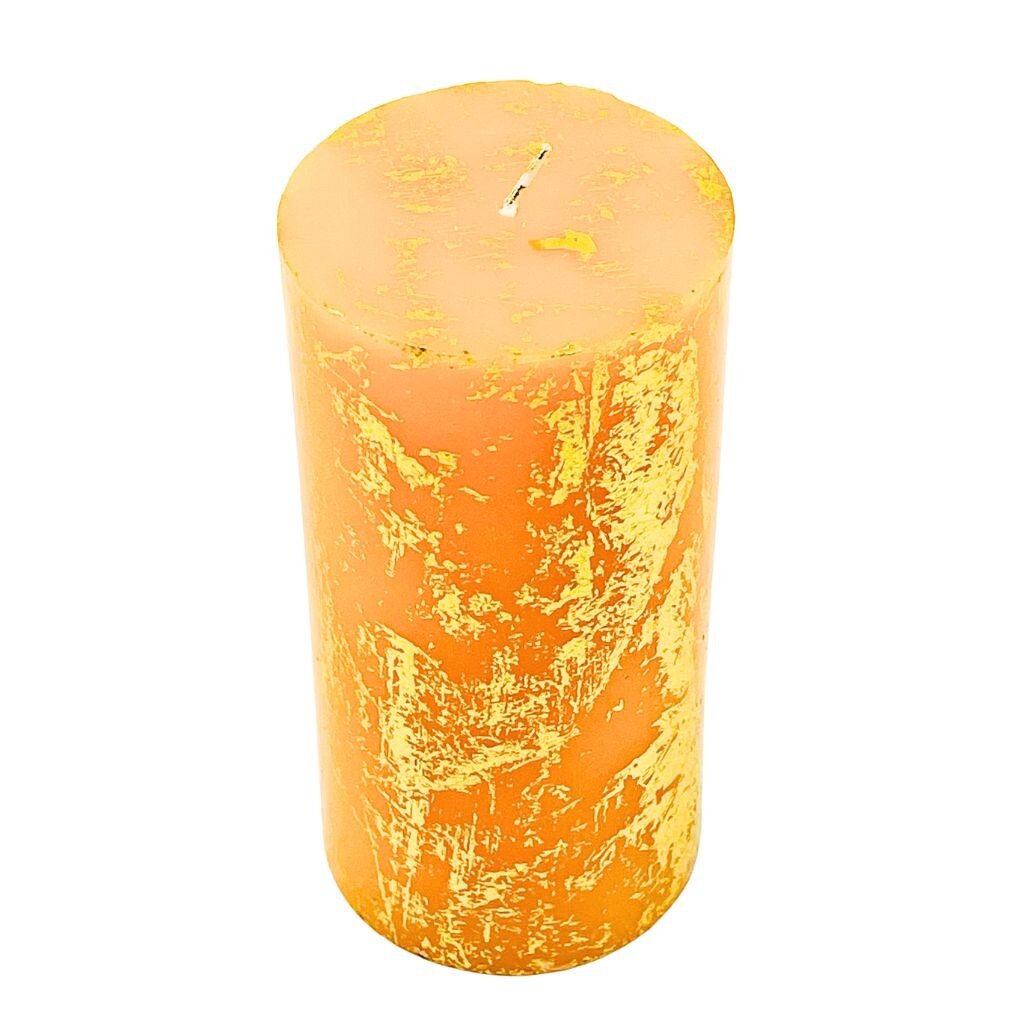 Glitterville 6" Gold Leaf Pillar Candle
