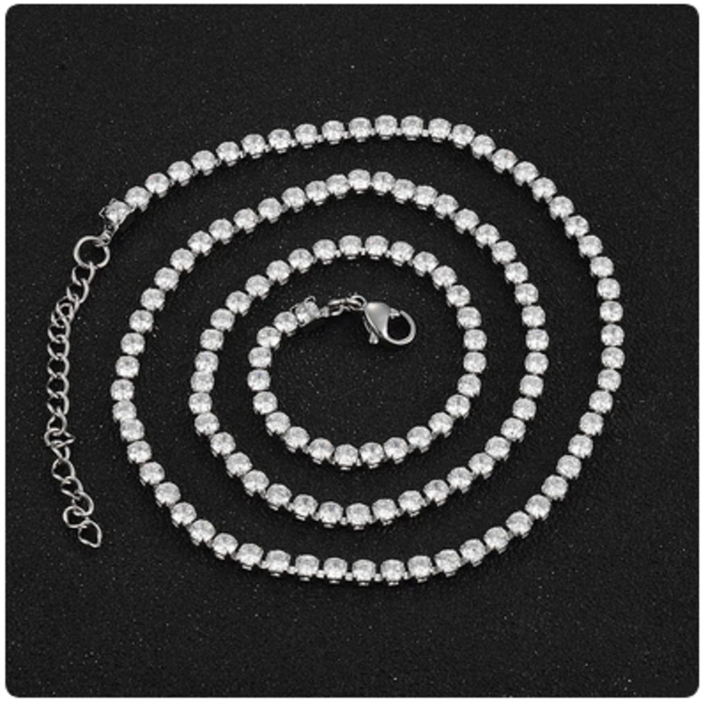 Peepa's Accessories Brandon White Silver Jeweled Necklace