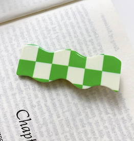 Peepa's Accessories Green/White Check Barrette Clip