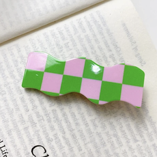 Peepa's Accessories Green/Pink Check Barrette Clip