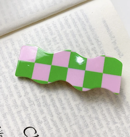 Peepa's Accessories Green/Pink Check Barrette Clip