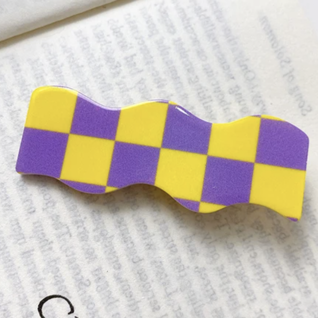 Peepa's Accessories Yellow/Purple Check Barrette Clip