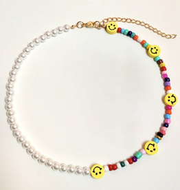 Peepa's Accessories Smile Face Pearl Beaded Necklace