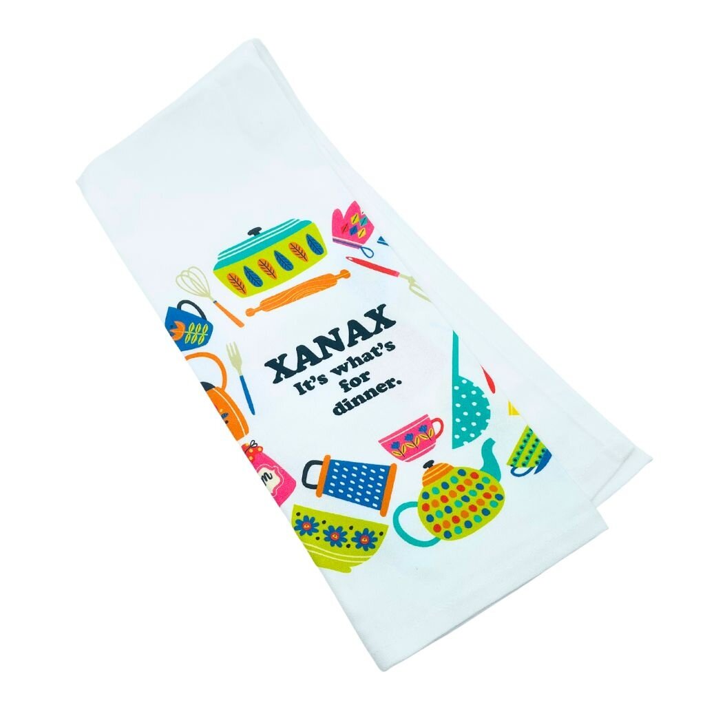 Bad Grandma Xanax it's whats for dinner tea towel