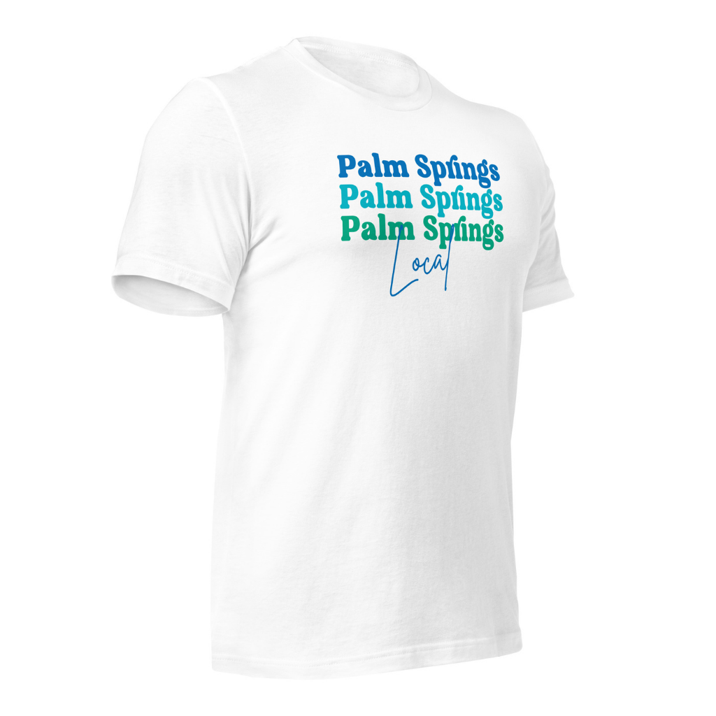 Peepa's Blue on White Palm Springs Local Unisexy Graphic Tee