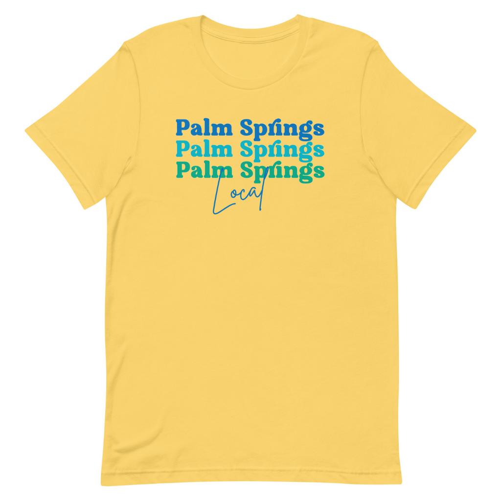 Peepa's Blue on Yellow Palm Springs Local Unisexy Graphic Tee