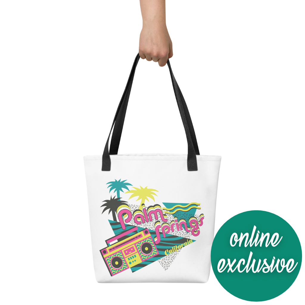 Peepa's 90's Palm Springs Boombox Tote Bag