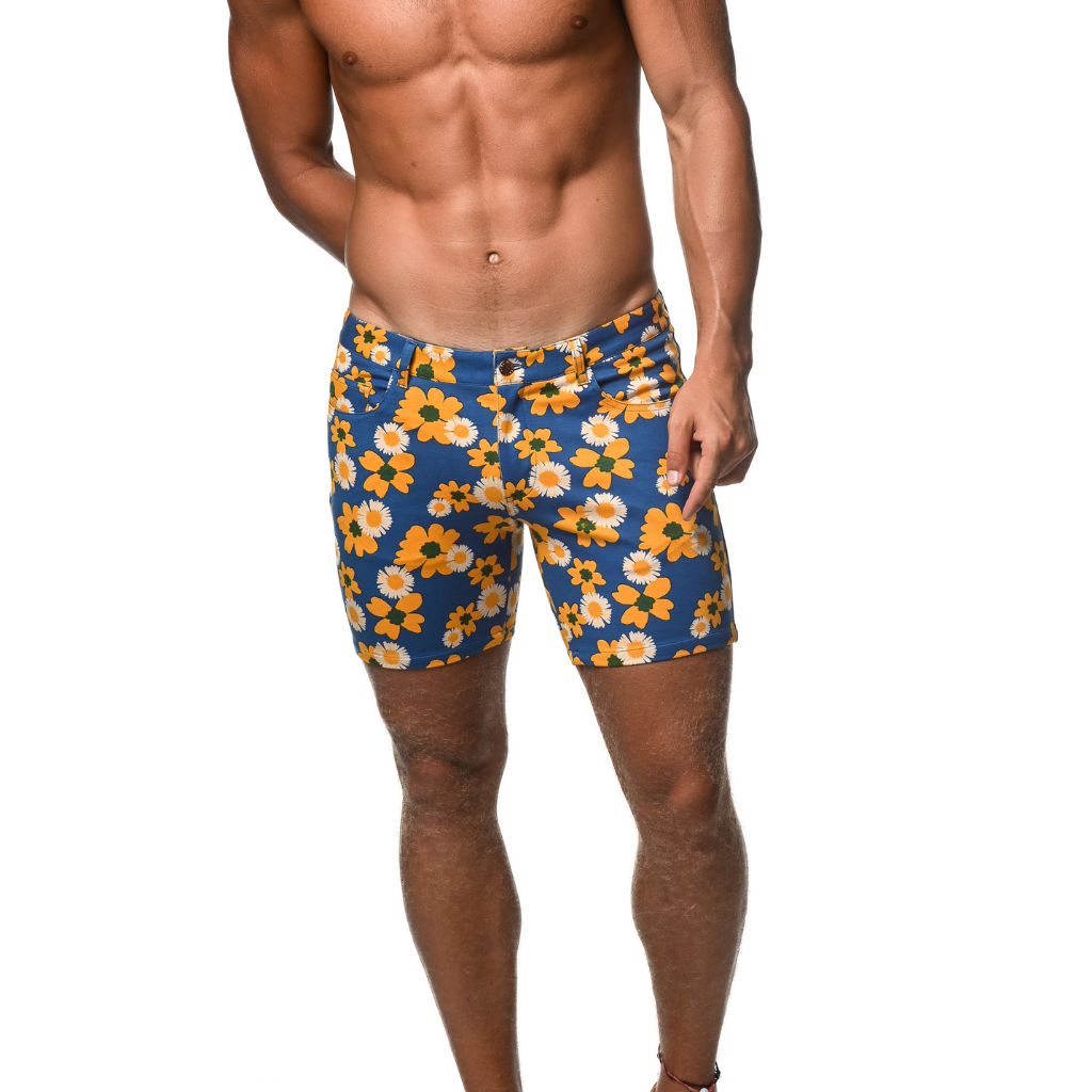 ST33LE Royal/Yellow Floral 5" Inseam Knit Shorts ST-1932-LX