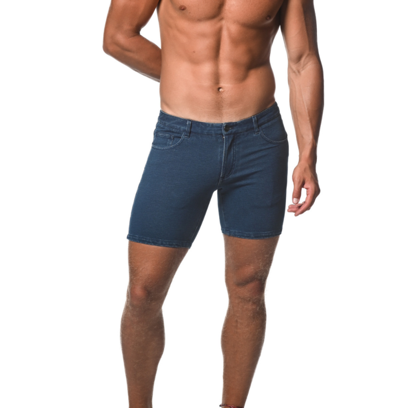 ST33LE (Steele) Cobalt Washed Denim 5" Inseam Knit Stretch Jeans Shorts ST-1932
