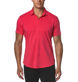 ST33LE Pink Punch Solid Cotton Stretch Knit Jersey Short Sleeve Shirt ST-963