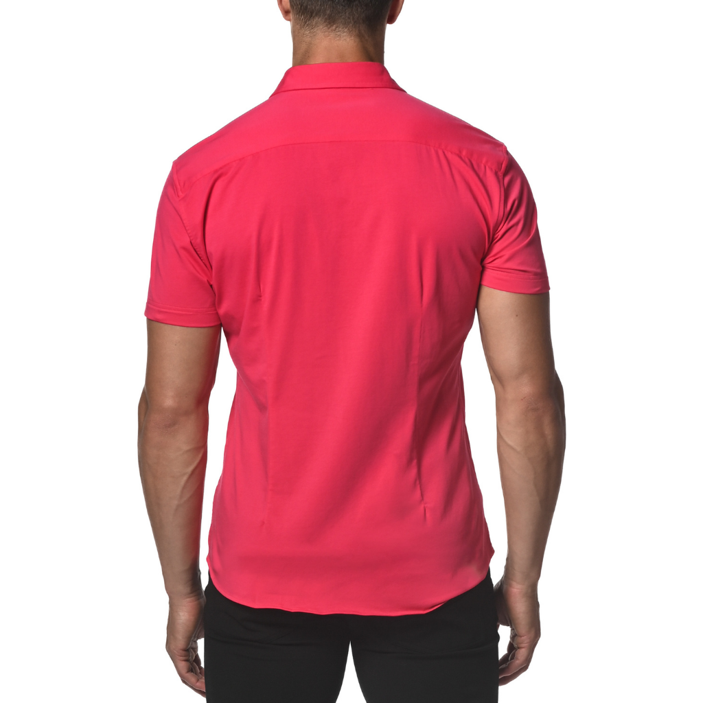 ST33LE (Steele) Pink Punch Solid Cotton Stretch Knit Jersey Short Sleeve Shirt ST-963