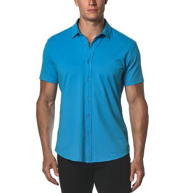 ST33LE (Steele) Techno Blue Solid Cotton Stretch Knit Jersey Short Sleeve Shirt ST-963