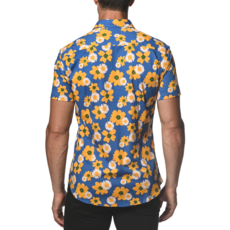 ST33LE Royal/Yellow Floral Stretch Jersey Knit Short Sleeve Shirt ST-9272