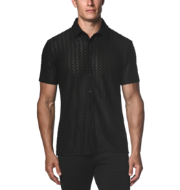 ST33LE (Steele) Black Chevron Stretch Lace Gossamer Shirt ST-24016