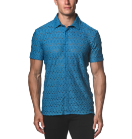 ST33LE (Steele) Cobalt Darts Stretch Lace Gossamer Shirt ST-24015