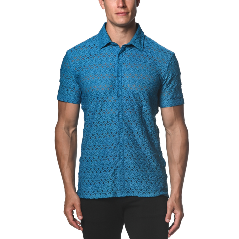 ST33LE (Steele) Cobalt Darts Stretch Lace Gossamer Shirt ST-24015