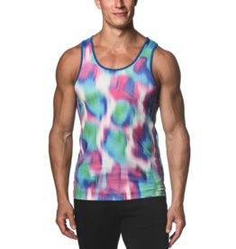 ST33LE Teal Techno Jungle Printed Mesh Tank Top ST-11071