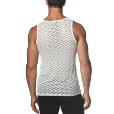 ST33LE (Steele) White Squiggly Stretch Gossamer Lace Tank Top ST-25003
