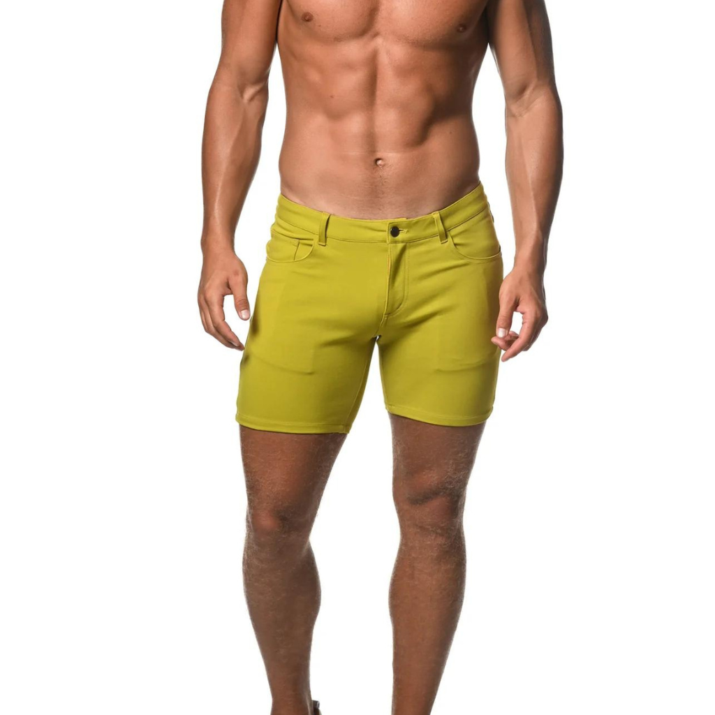 ST33LE Chartreuse 5" Inseam Stretch Knit Jeans Shorts ST-1932