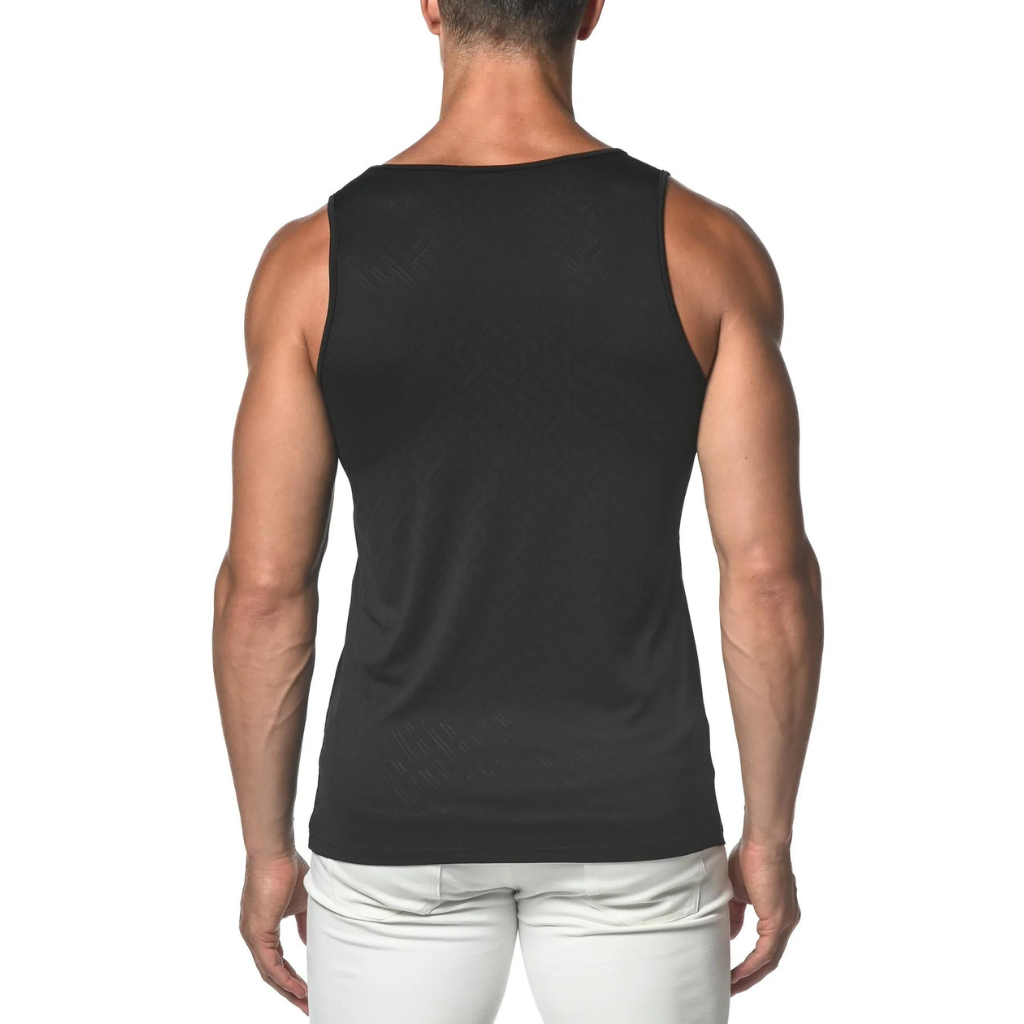 ST33LE Black Angles Textured Mesh Tank Top ST-274