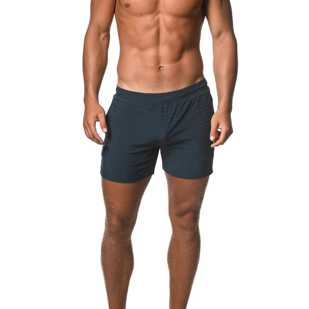 ST33LE Peacock Houndstooth Mesh Grid Stretch Shorts ST-1466-74