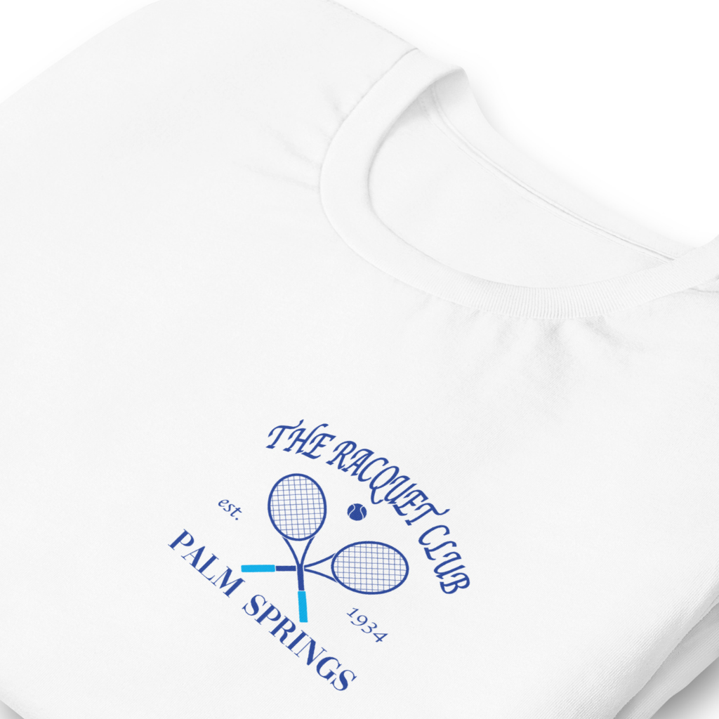 Peepa's Racquet Club Blue on White Unisexy Graphic Tee