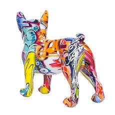 Interior Illusions Painted Street Art Bulldog Ears Up Dog Sculpture - 9" long
