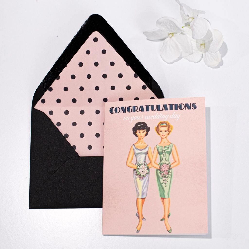 Mod Lounge Paper Co. Vintage Brides Lesbian Wedding Card