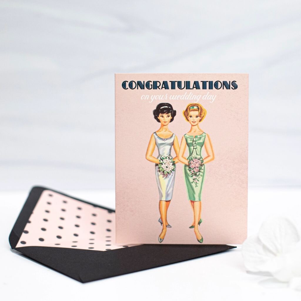 Mod Lounge Paper Co. Vintage Brides Lesbian Wedding Card