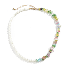 Peepa's Accessories Pearl and Colorful Stones Necklace