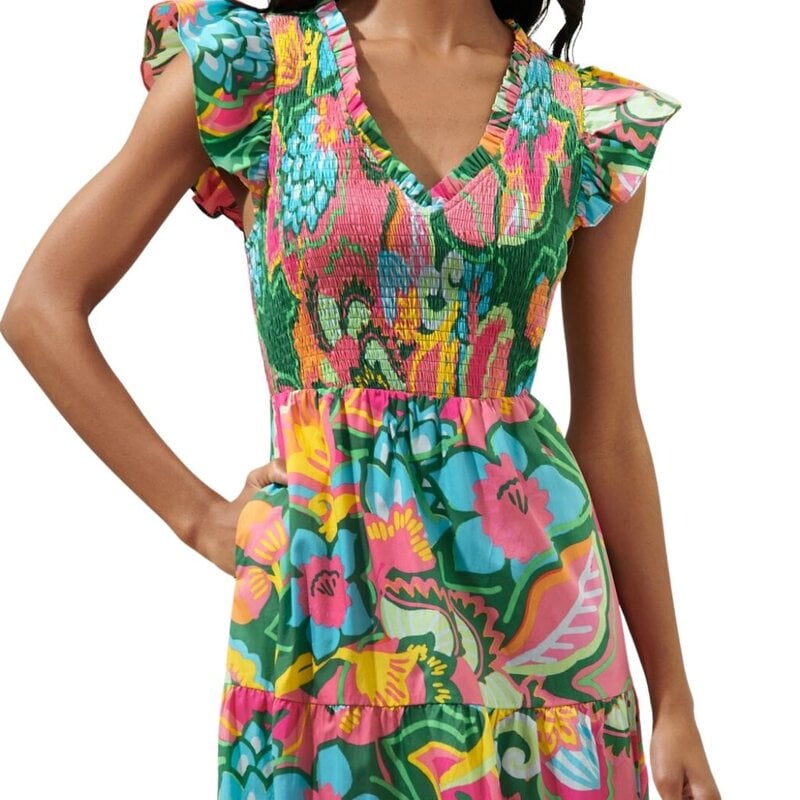 Sugarlips Lanai Tropics Tiered Midi Dress