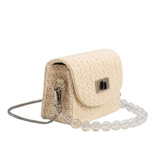 Melie Bianco Krystal Cream Small Straw Crossbody Bag
