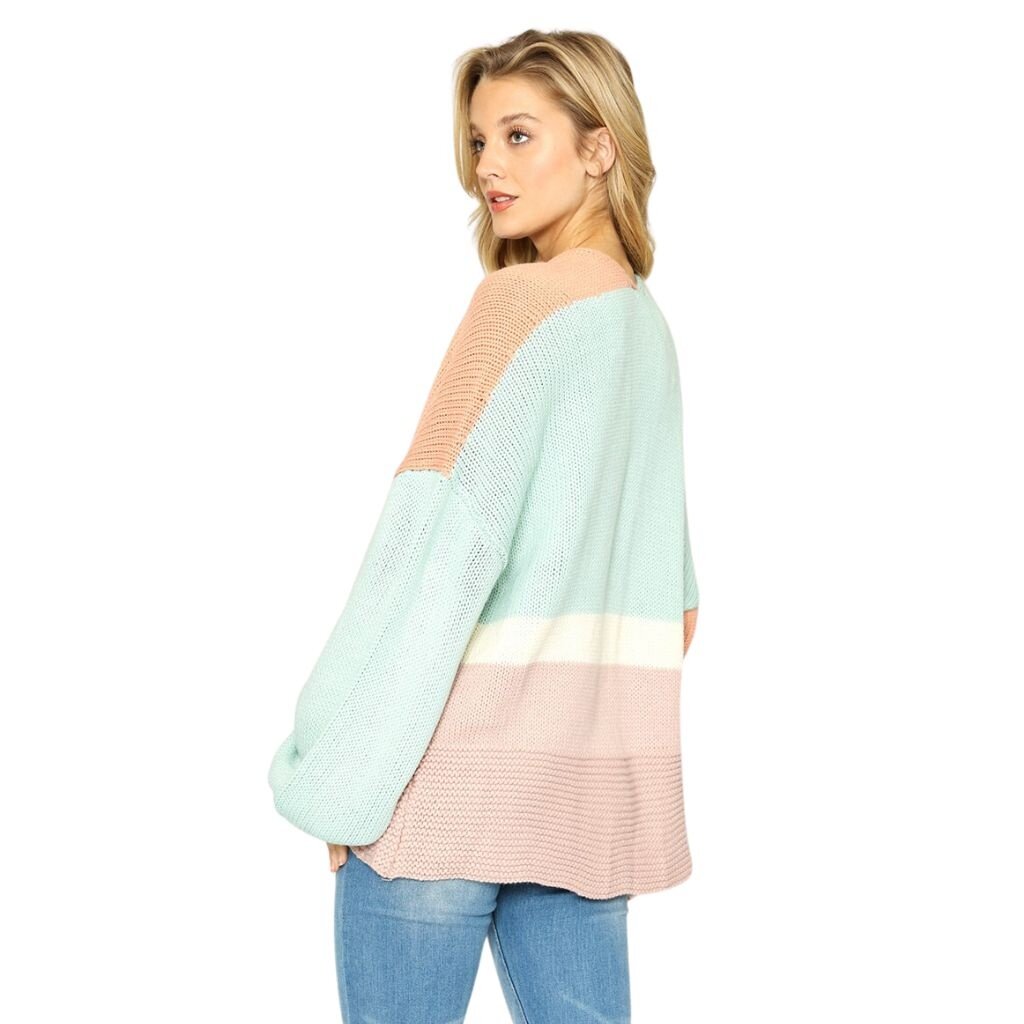 Miss Sparkling Dusty Rose Colorblock Cardigan