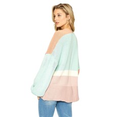 Miss Sparkling Dusty Rose Colorblock Cardigan