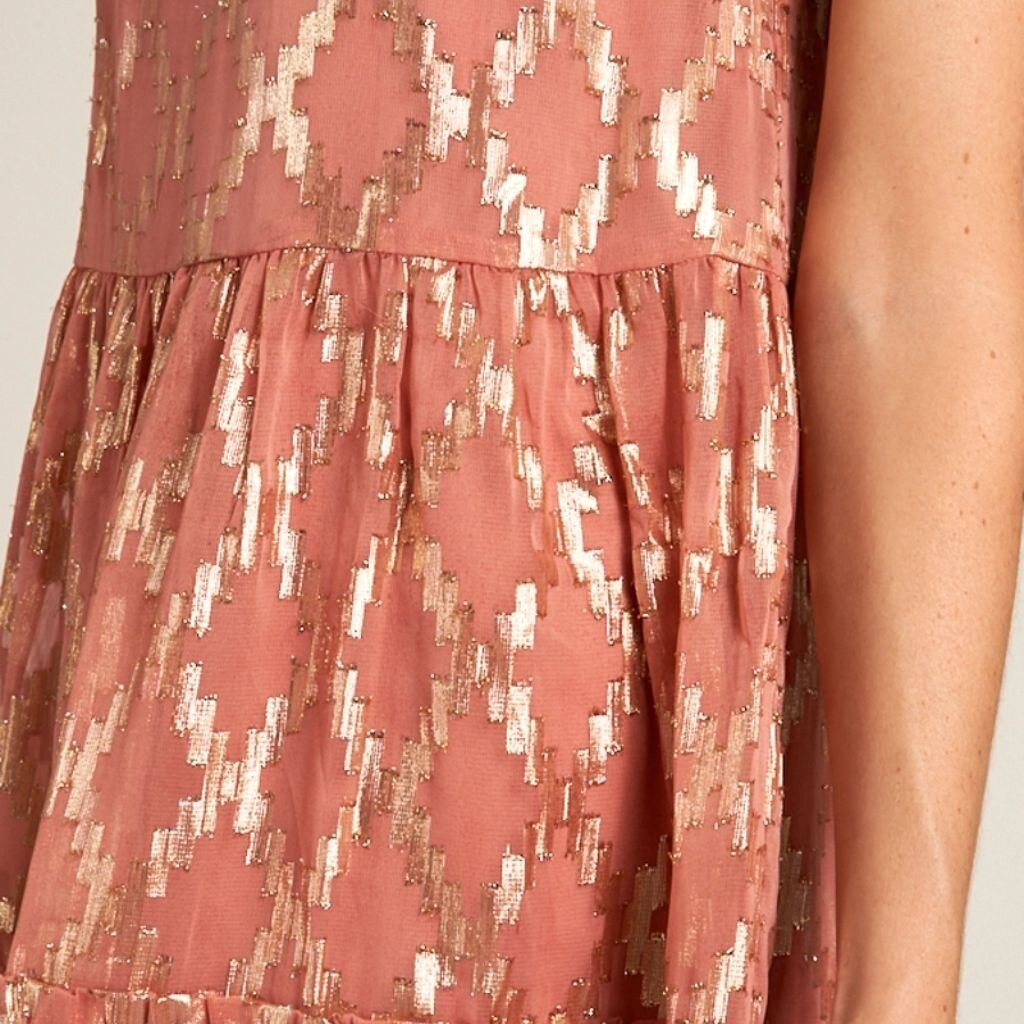 En Créme Sleeveless Mini Dress with Lurex Detail