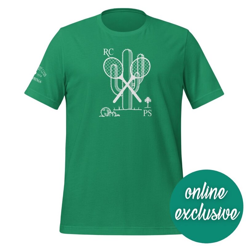 Peepa's Racquet Club White Front Logo on Green Unisex Graphic Tee