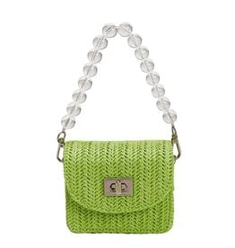 Melie Bianco Krystal Lime Small Straw Crossbody Bag