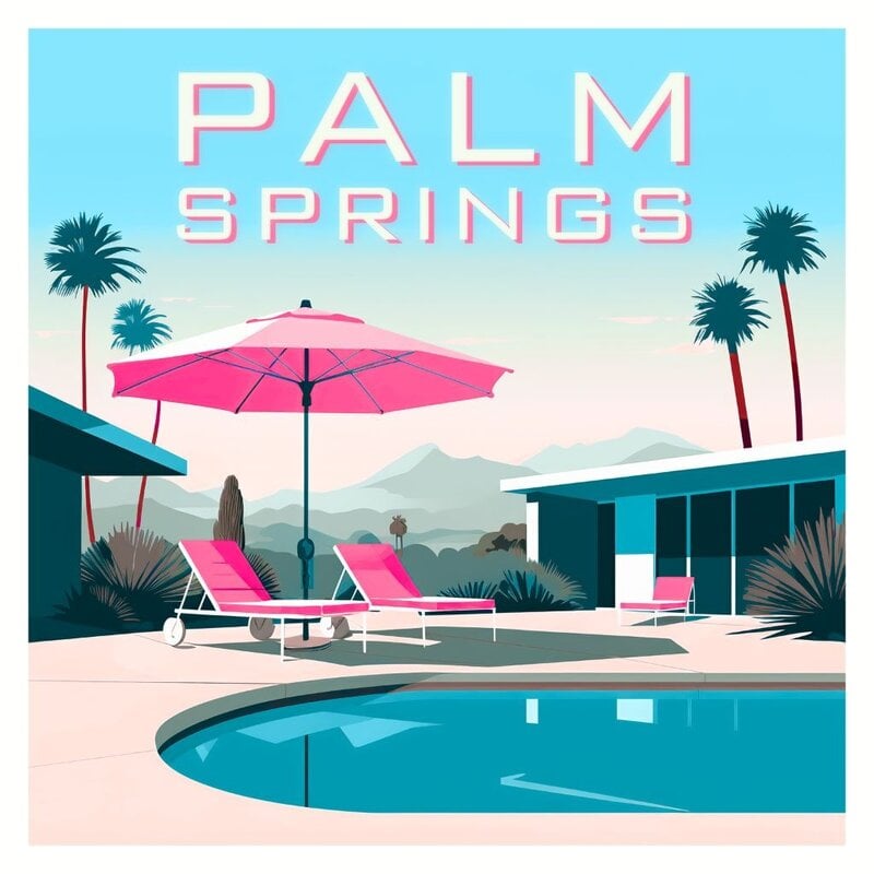 Deven & Ned Palm Springs Poolside Umbrella Sticker