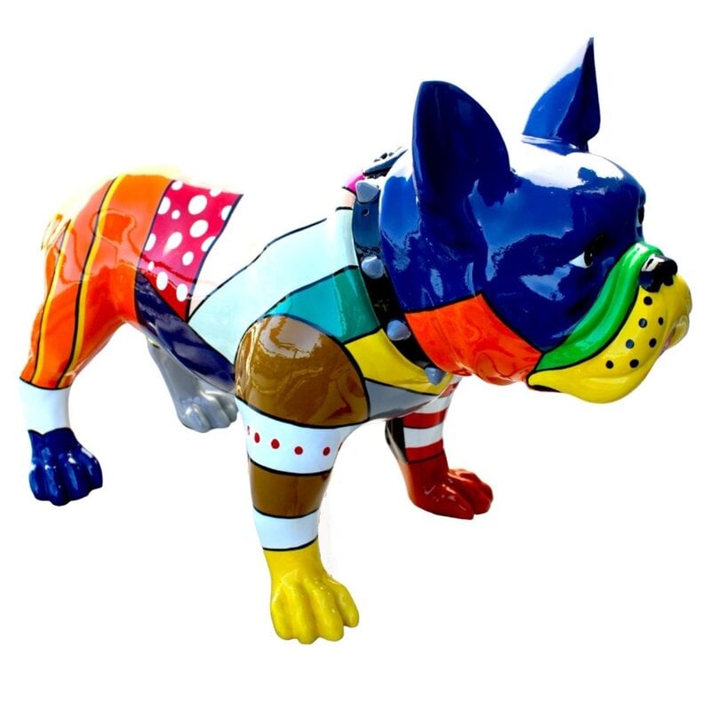 Interior Illusions Hand Painted Patchwork French Bulldog Sculpture - 24" Long