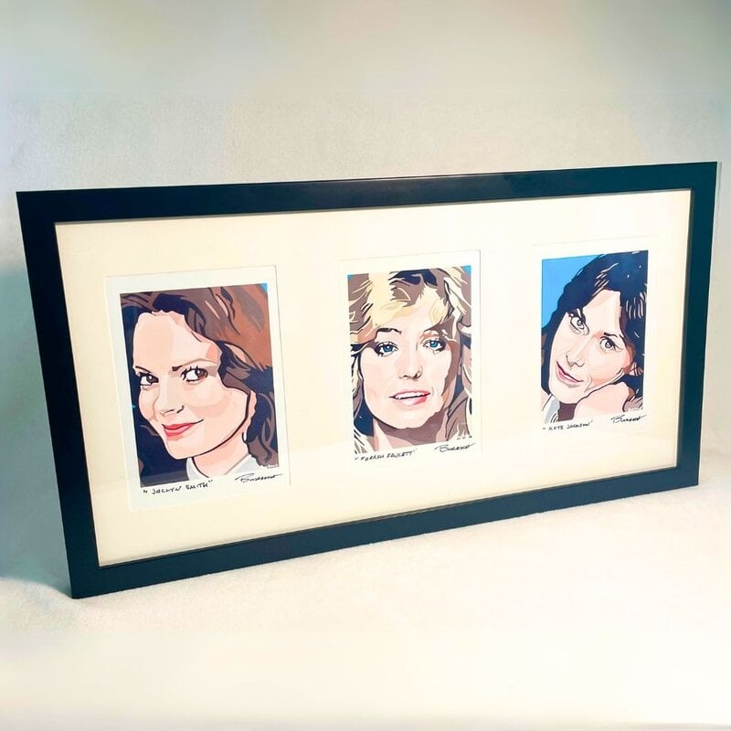 ChrisBurbach Charlie's Angels Triptych - Black Wood Frame