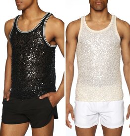 Parke & Ronen Solid Sequin Tank