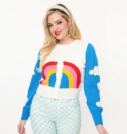 Unique Vintage Rainbow & Clouds Cardigan