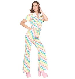 Unique Vintage Rainbow Gingham Jumpsuit