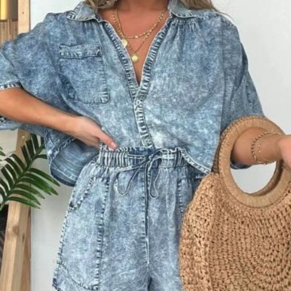 Miss Sparkling Denim Washed Romper