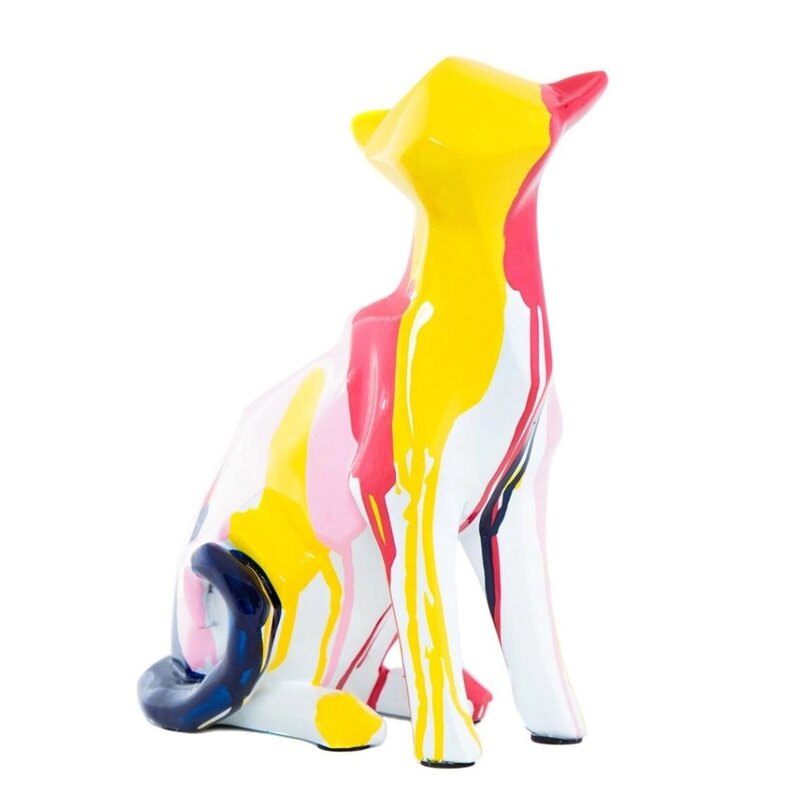 Interior Illusions Hand Painted Multi Cat Splatter Sculpture - 8.25" Tall