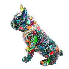 Interior Illusions Painted Standing Flower French Bulldog w/Necklace - 11" tall